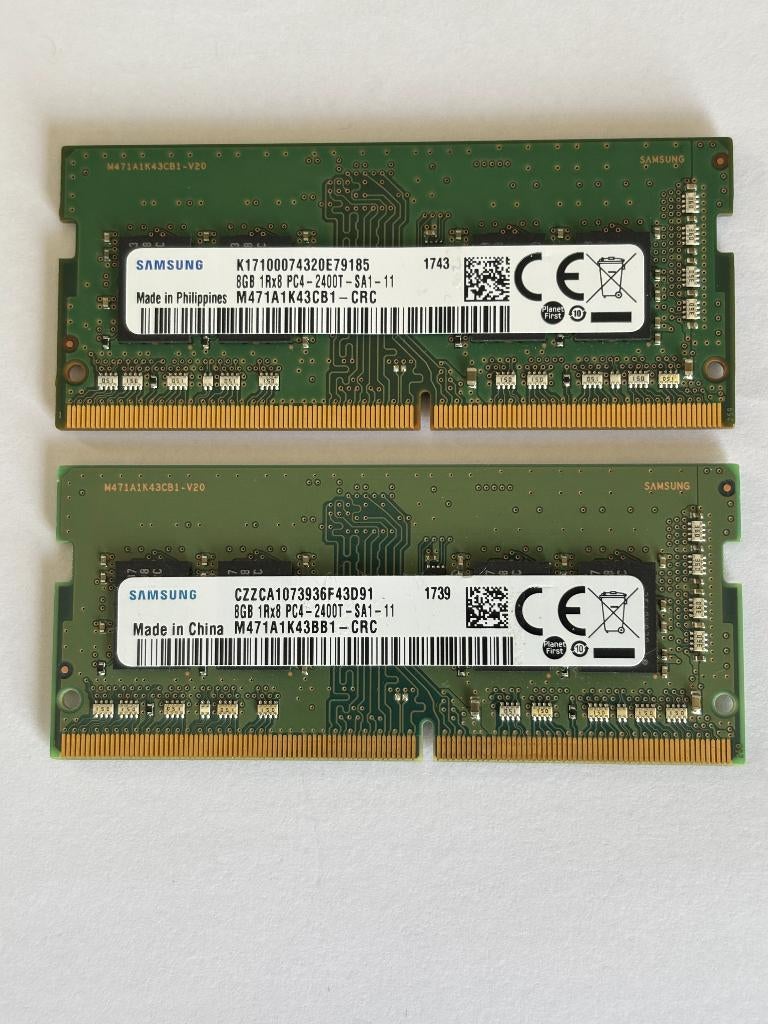 16GB DDR4 Laptop RAM – 2400MHz – 2x8GB – Samsung, Computers en Software, RAM geheugen, DDR4, Ophalen of Verzenden, Zo goed als nieuw