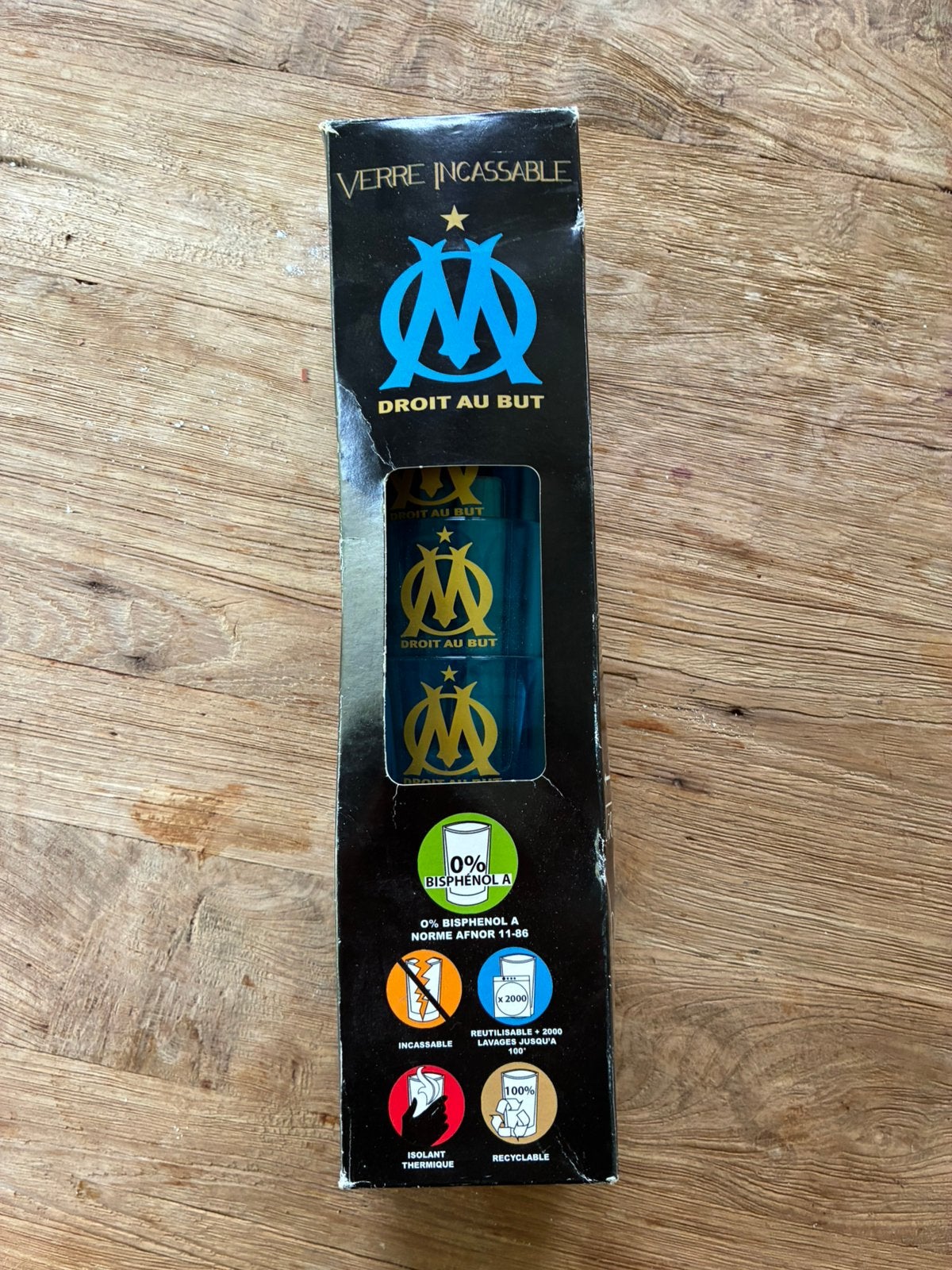 6 verres l’OM en plastique, Enlèvement, Comme neuf, Plastique