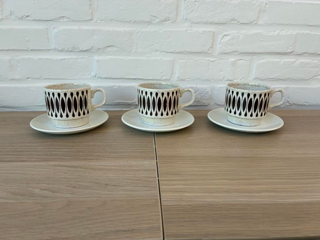 Vintage Bolton stoneware kopjes – set 3, Antiek en Kunst, Ophalen of Verzenden