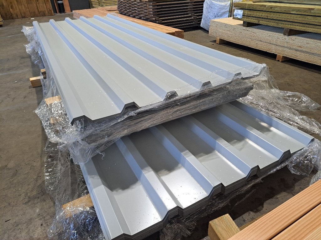 TE KOOP! Dakplaten/wandplaten (A-keuze): 3 en 4 meter, Doe-het-zelf en Bouw, Nieuw, Minder dan 5 m², Metaal, Grijs