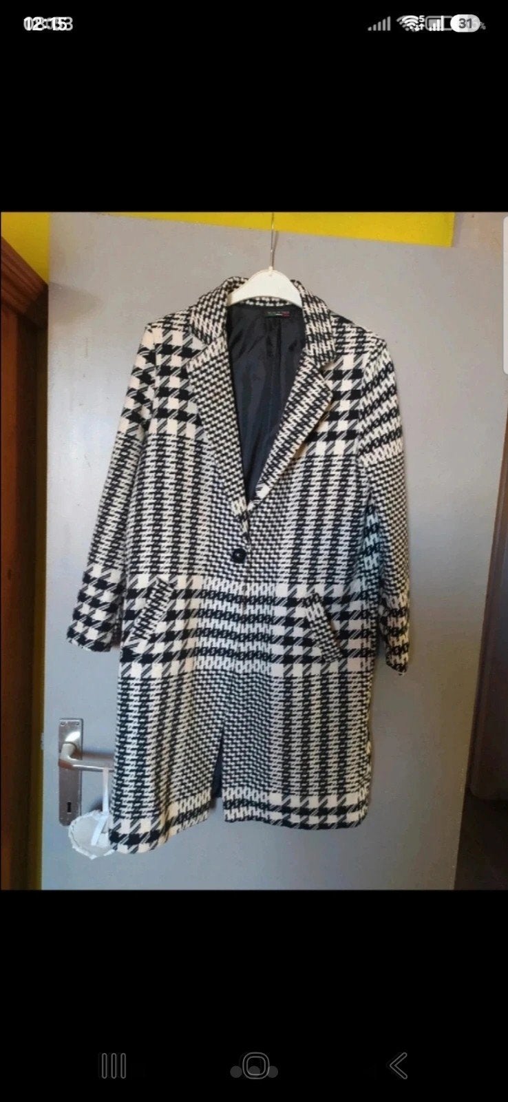 tres joli manteau pied de poule, Vêtements | Femmes, Enlèvement ou Envoi, Taille 36 (S), Porté, Blanc