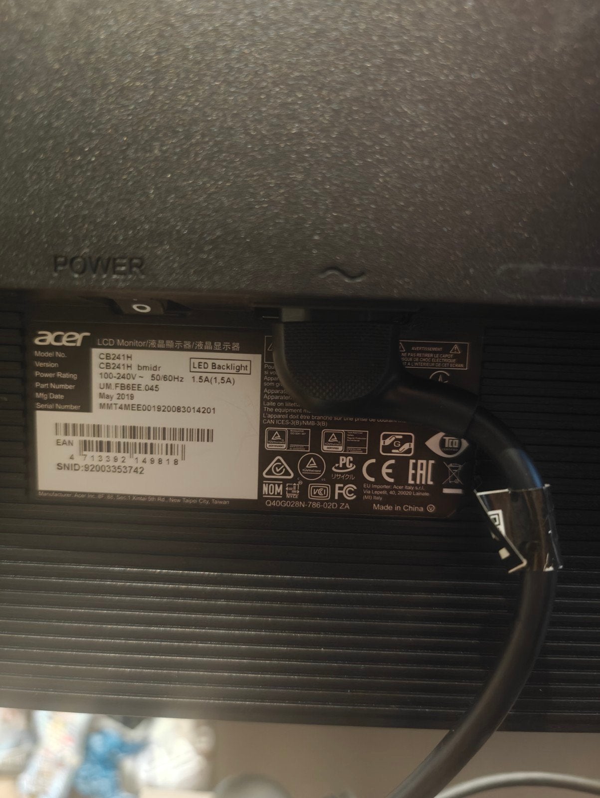 pc.monitor, hdmi , vga 24 inch acer met geluid in, Computers en Software, Ophalen, DVI, In hoogte verstelbaar, Zo goed als nieuw