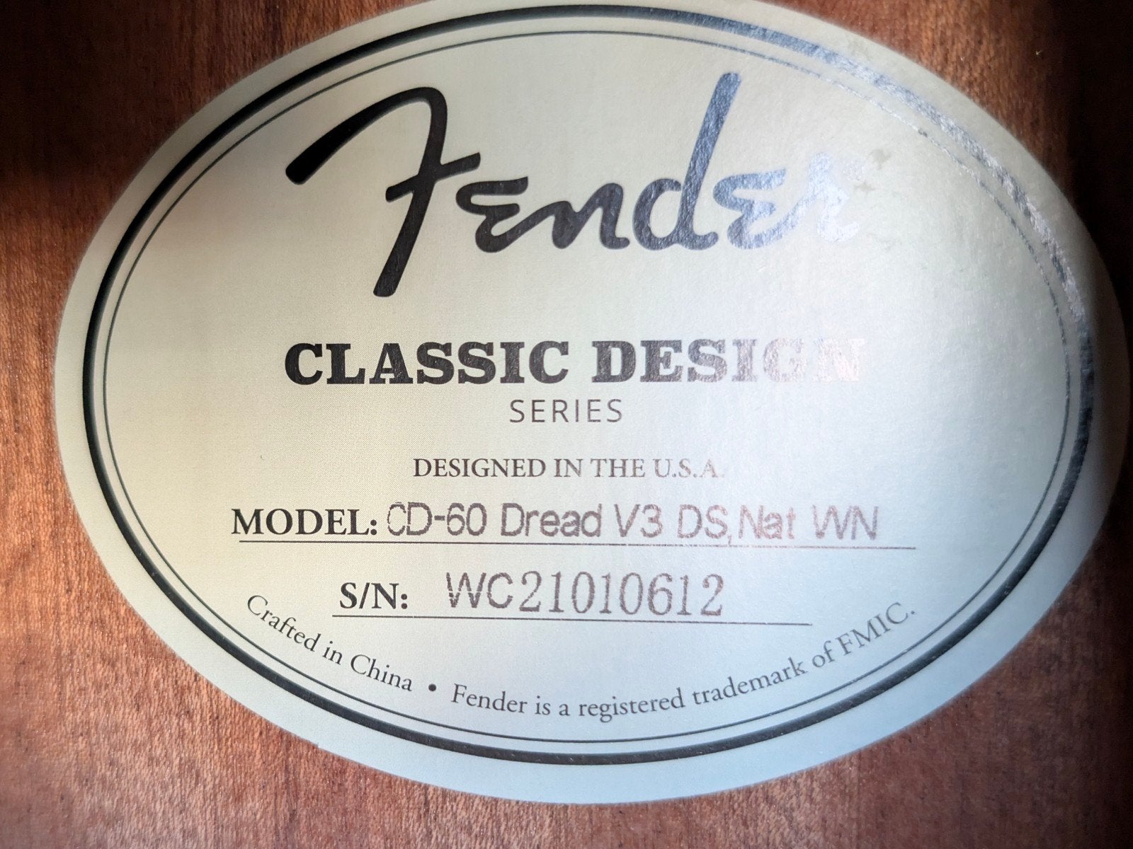 Fender CD-60 Dreadnought V3 DS Natural — Guitare acoustique, Musique & Instruments, Enlèvement, Comme neuf