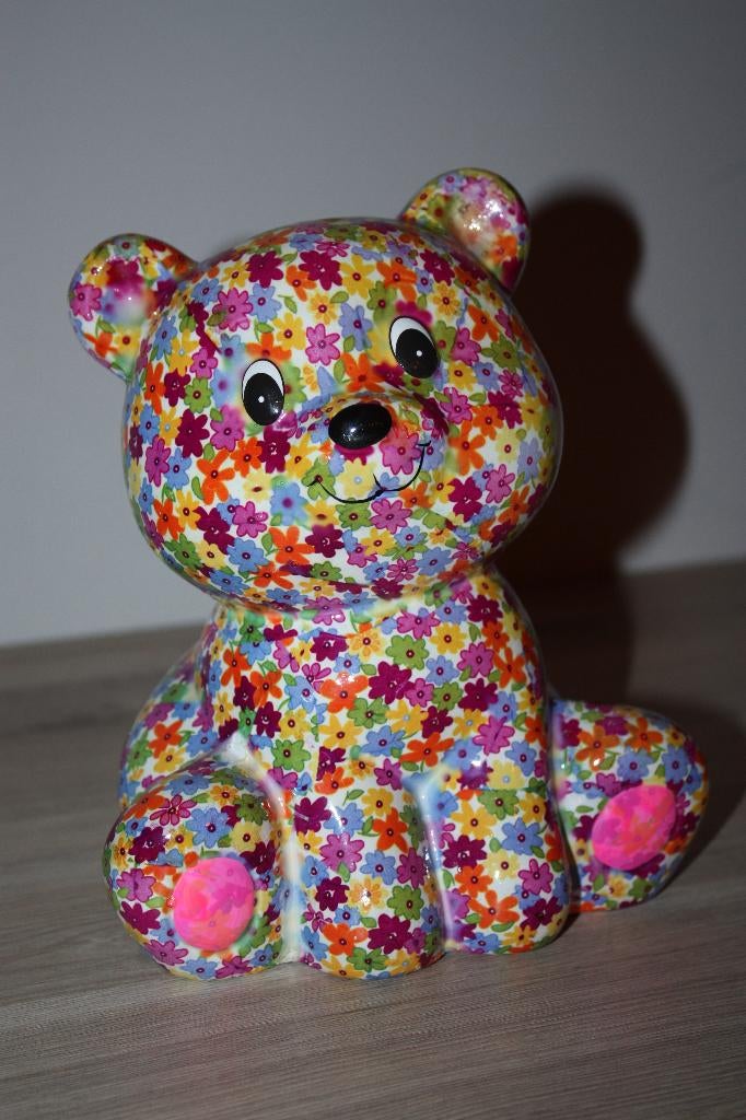 Stenen beeldje Flower Beertje , ( Geen spaarpot ! ) 16 cm, Enlèvement ou Envoi, Comme neuf, Animal