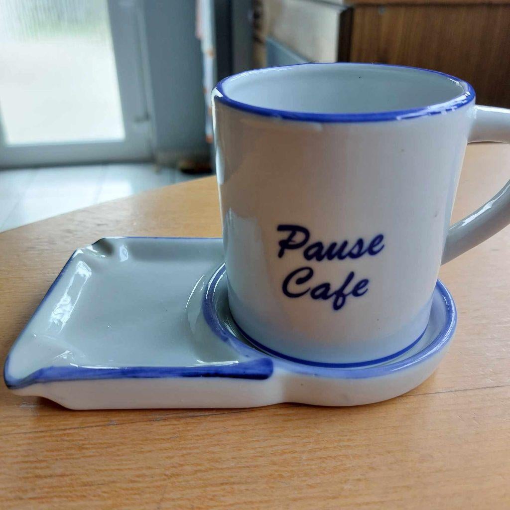 tasse et sous tasse pause café, Enlèvement, Utilisé, Tasse(s) et/ou soucoupe(s)