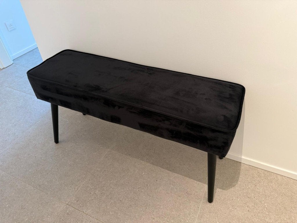 Banc / bout de lit en velours noir, Maison & Meubles, Enlèvement, Neuf