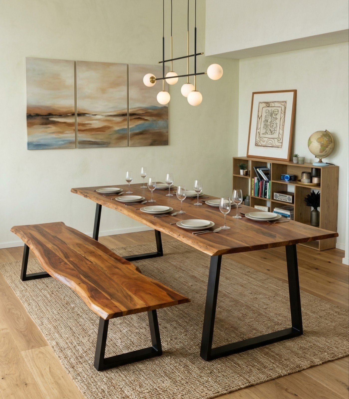 Massieve boomstamtafel met bijpassende bank, Huis en Inrichting, Ophalen, Zo goed als nieuw