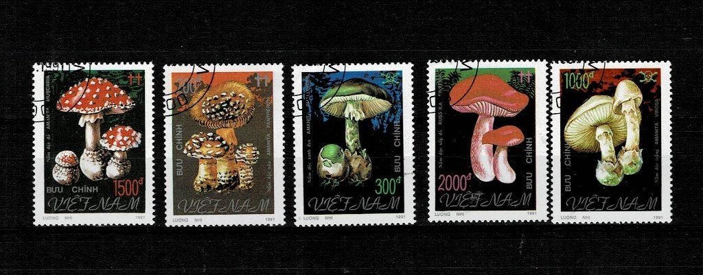 AZIË VIETNAM PADDENSTOELEN 5 POSTZEGELS GESTEMPELD - SCAN, Ophalen, Gestempeld
