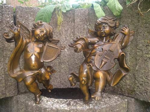 musicerende cupido's - cherubijnen - engeltjes, Antiek en Kunst, Ophalen of Verzenden, Kunststof, Beeld