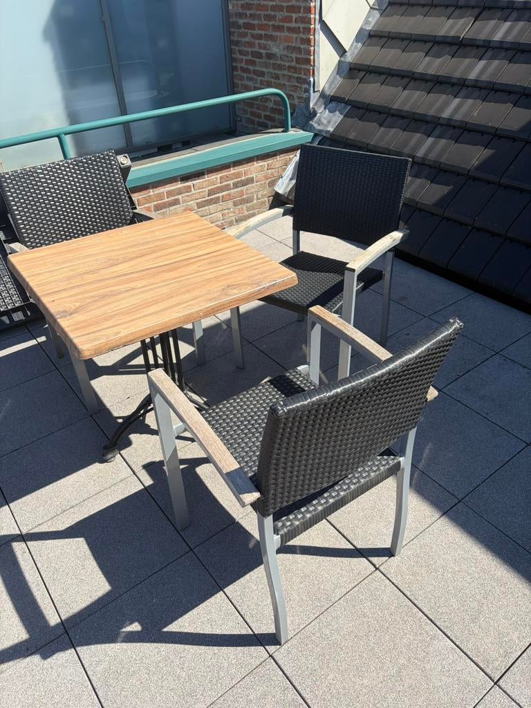 Terrastafel + 3 stoelen, Ophalen, Gebruikt