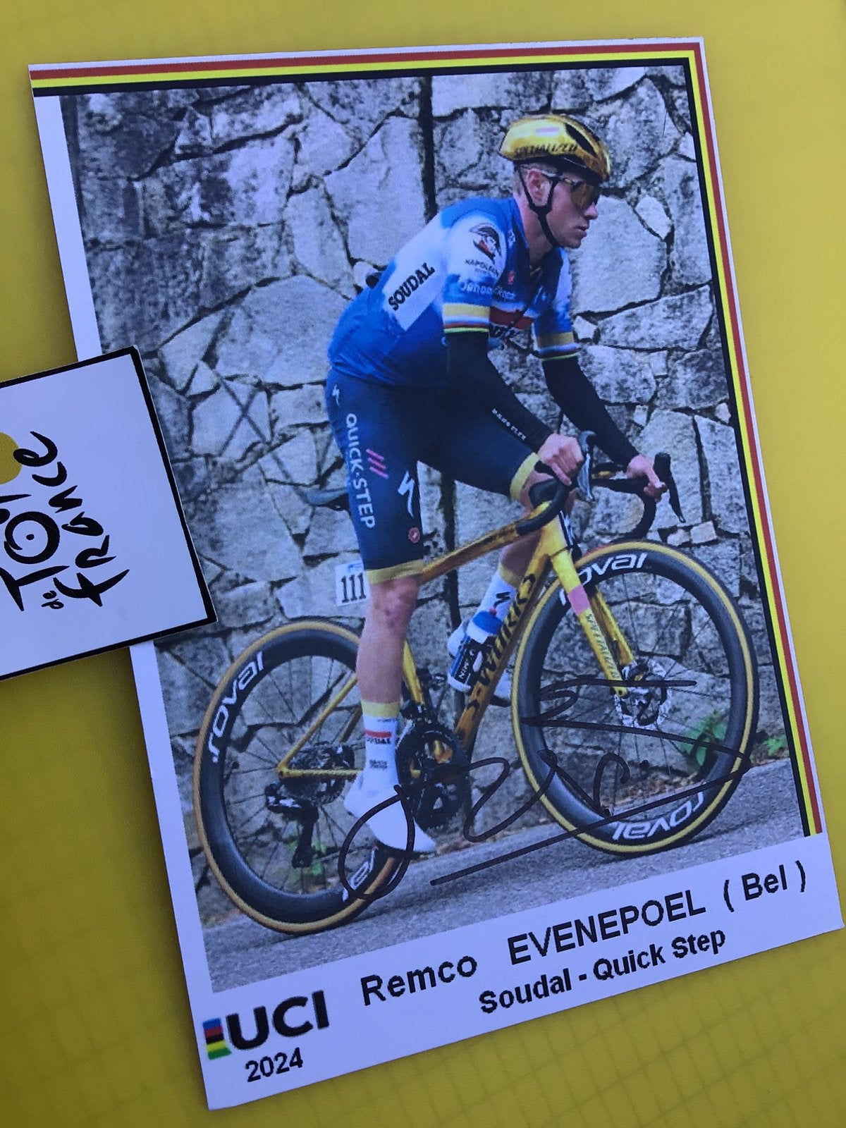 Wielerkaart  2024 team quick step remco evenepoel signe, Verzenden, Zo goed als nieuw