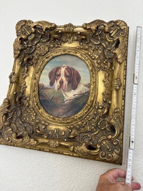 schilderij met hond, Antiek en Kunst, Ophalen, Klassiek, Dieren