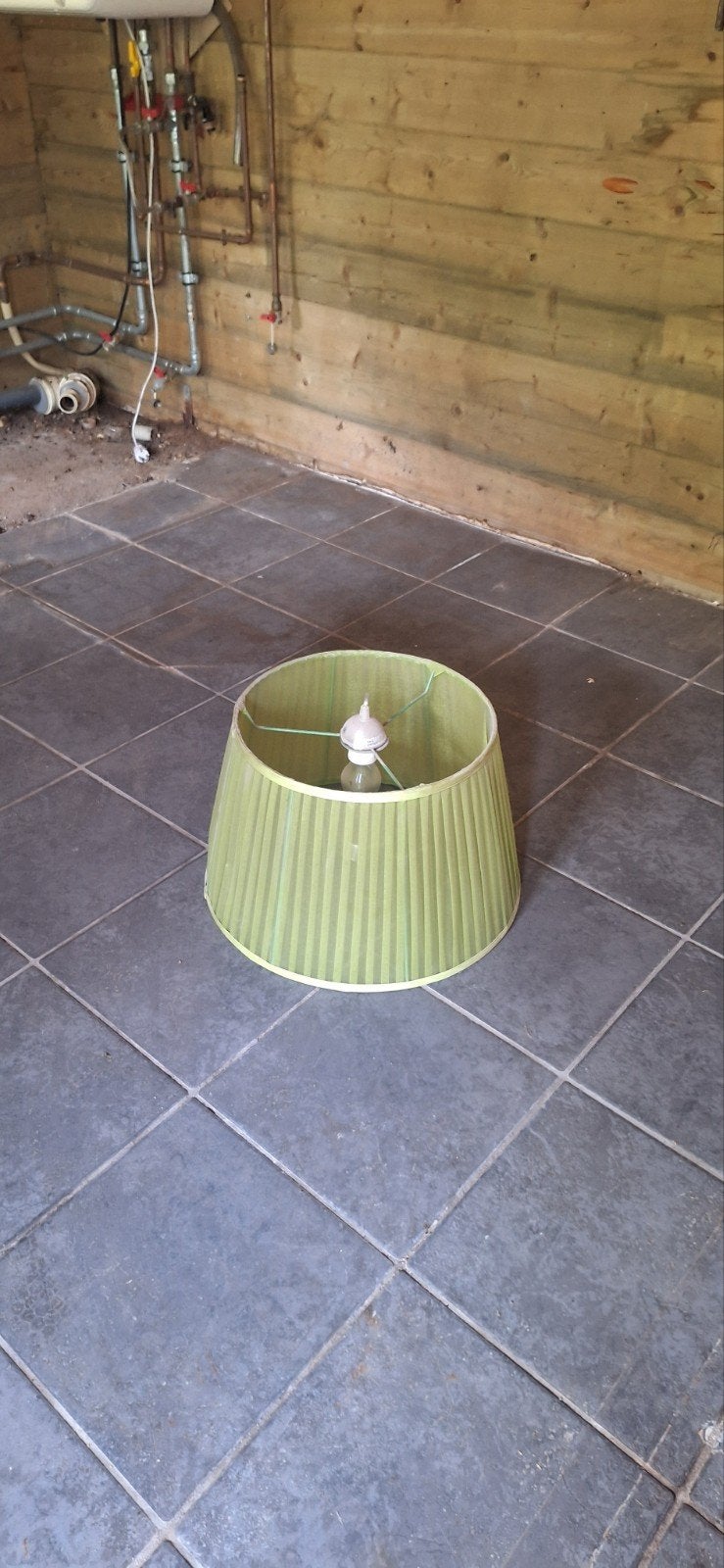 luster met groene lampenkap, Huis en Inrichting, Ophalen, Gebruikt, Rond, Textiel