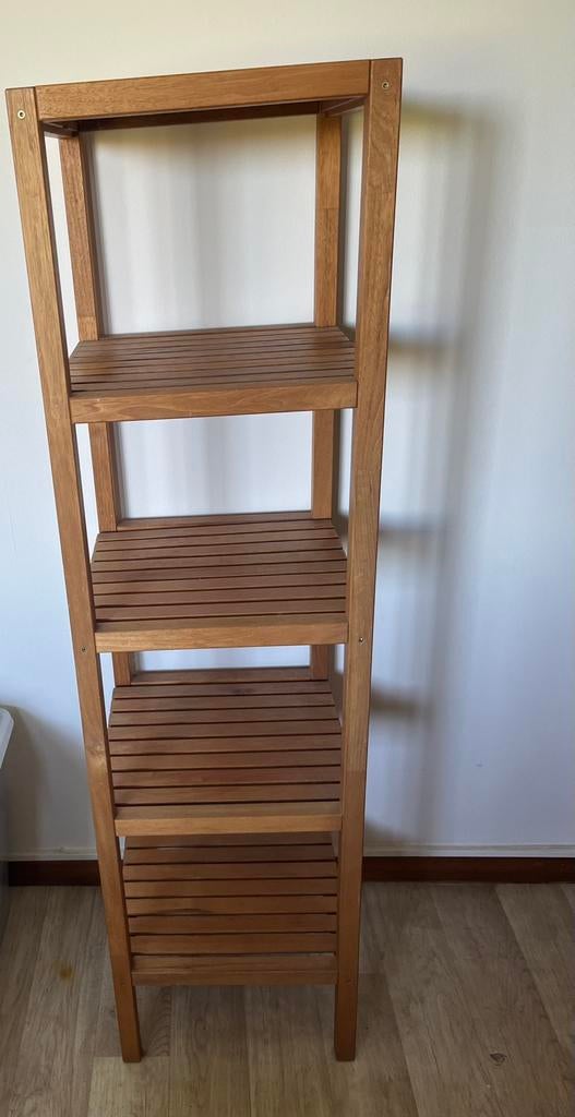 Colonne étagère 37x37x140cm en teck véritable, Enlèvement, Utilisé