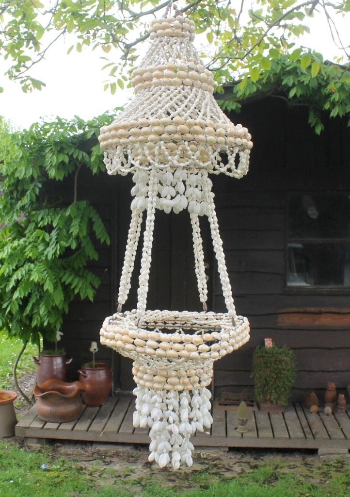 Grote vintage schelpenhanger Boho/Ibiza/Bali 88cm hoog, Boho, Ophalen of Verzenden, Zo goed als nieuw, Natuurlijk materiaal