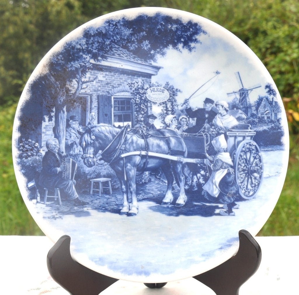 assiette murale décorative mariage hollandais en calèche, Enlèvement ou Envoi