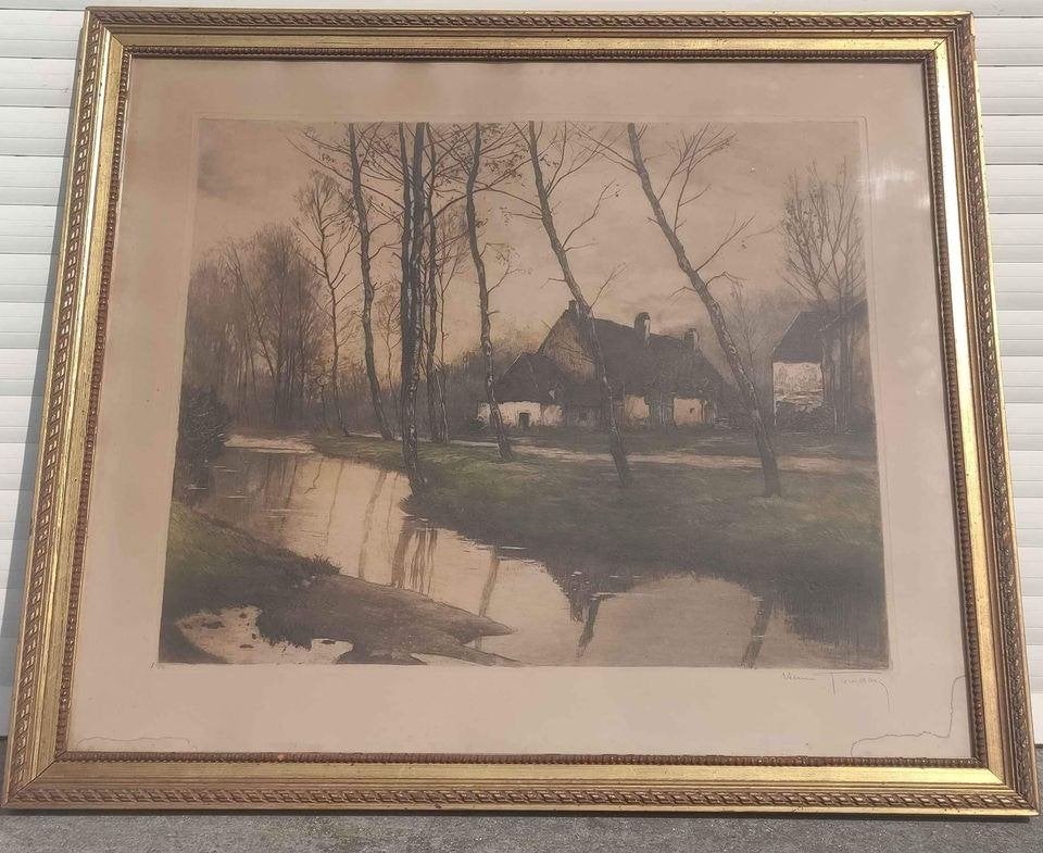 Gravure signe Henri jourdain, Enlèvement ou Envoi, Gravure