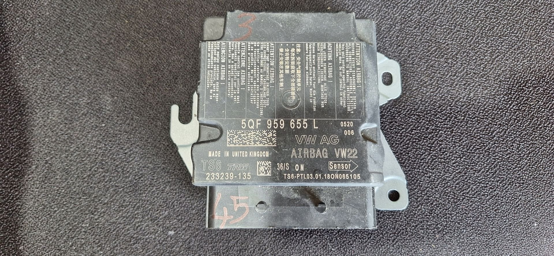 Originele Airbag Stuurmodule Computer VW Tiguan Golf 7 TRW -, Volkswagen, -, Utilisé, -