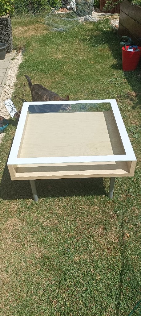 Salontafel met glasplaat, Ophalen, 50 – 75, 50 tot 100 cm, Vierkant