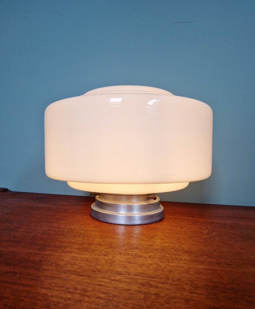Grand plafonnier Art Déco en opaline blanche, Philips, 1930, Enlèvement ou Envoi