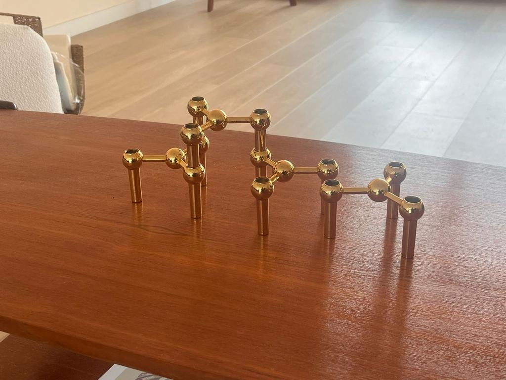 Prachtige set van 4 goudkleurige vintage kandelaars, Ophalen