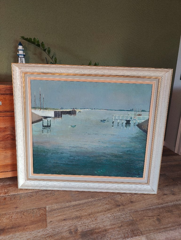 Groot schilderij Marguerite Lacroix - Nieuwpoort, Antiek en Kunst, Kunst | Schilderijen | Klassiek, Ophalen, Maritiem / water