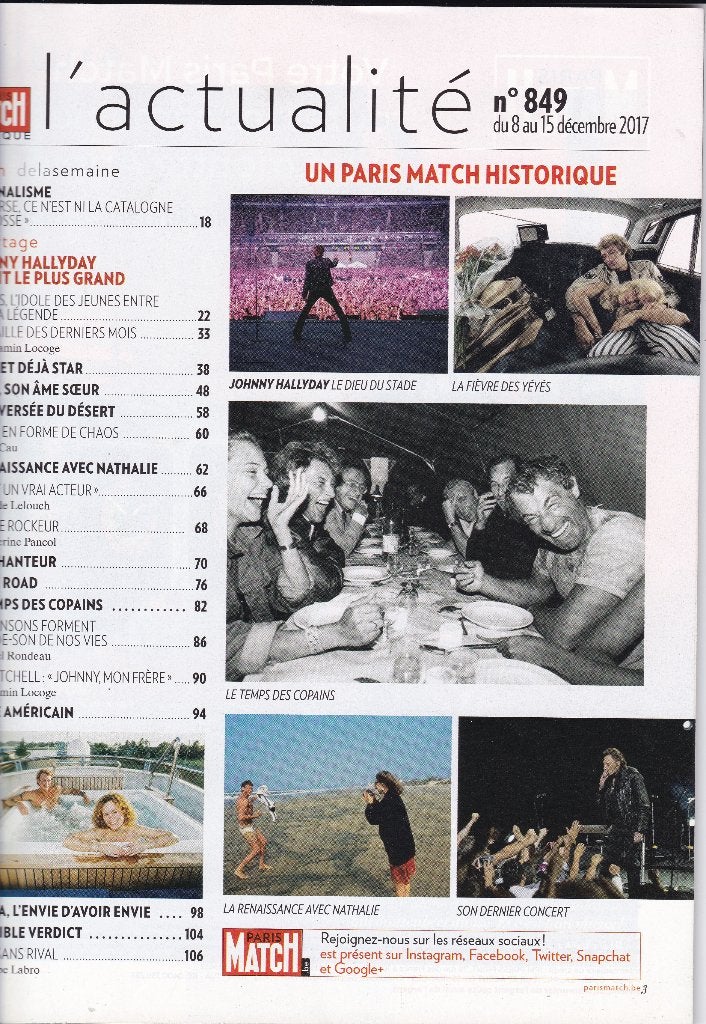 revue Paris-Match Johnny hallyday une vie : 1943-2017, Livres, Enlèvement ou Envoi, Comme neuf