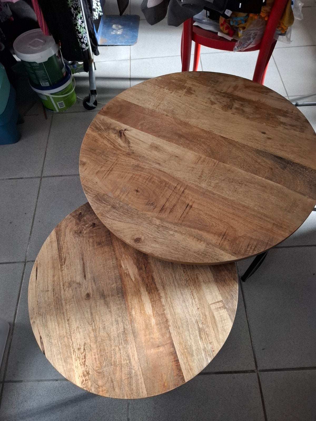 table cigognes en manguier, Enlèvement, Rond, Autres essences de bois