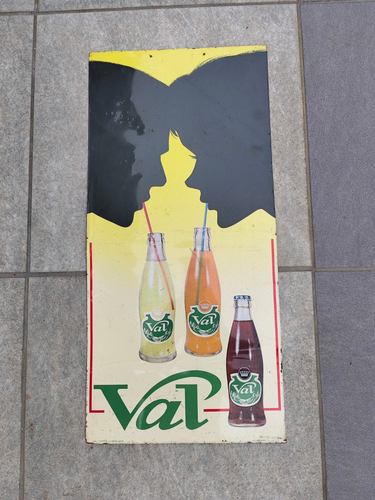 Vintage Metalen Reclamebord VAL Frisdrank (1965) Schuybroek, Verzamelen, Ophalen of Verzenden, Reclamebord