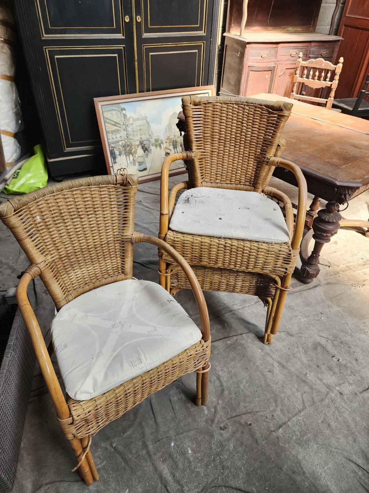 Rieten tuinstoelen X3, Tuin en Terras, Ophalen