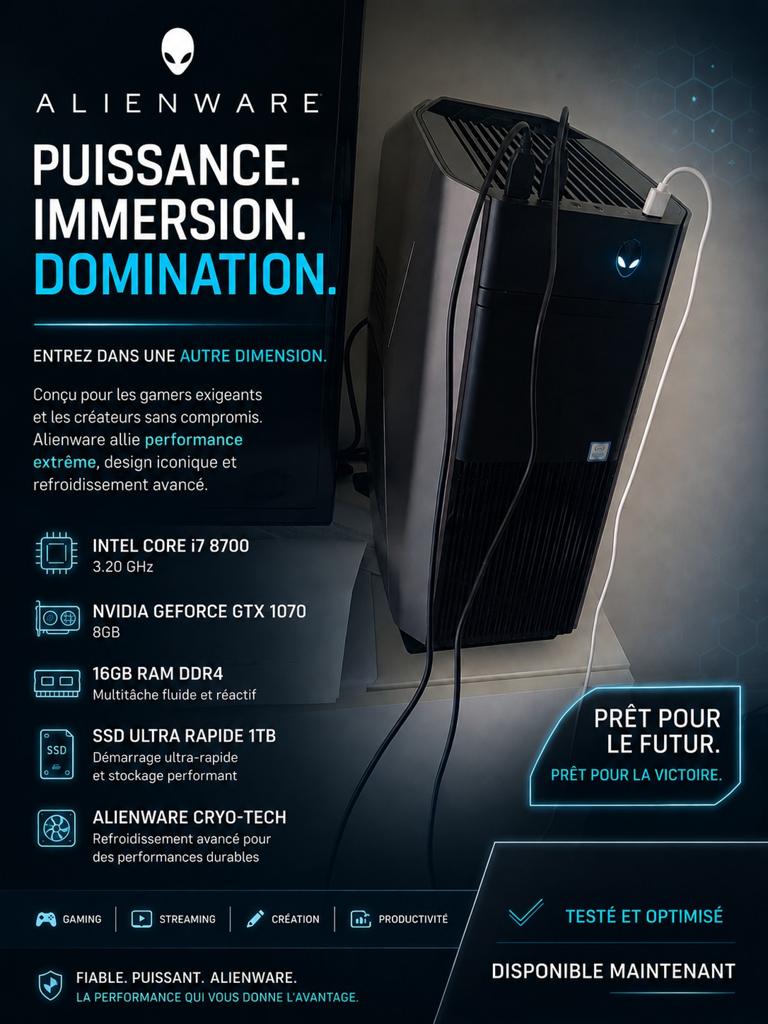 ALIENWARE GAMING PC À VENDRE, Enlèvement ou Envoi, Gaming, SSD