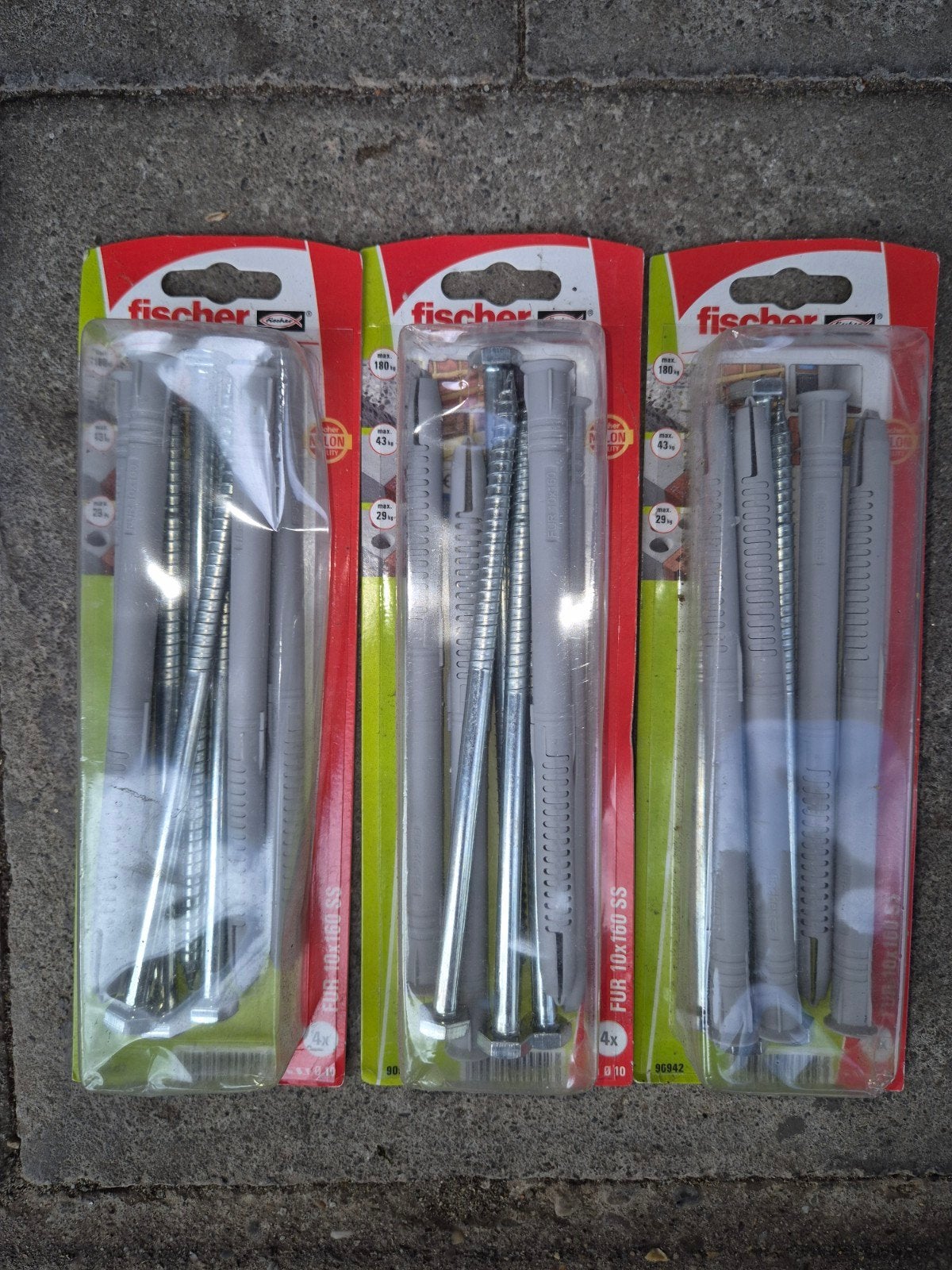3x Fischer universele constructieplug 10x160, Ophalen, 100 tot 250 mm, Schroeven, Nieuw
