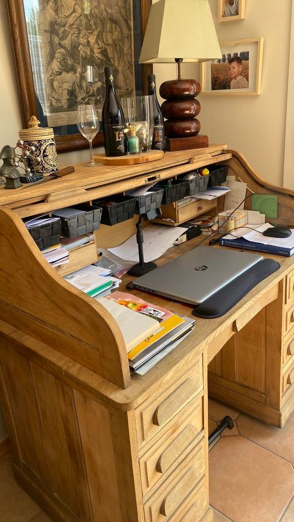 Vintage bureau met rolluik, Huis en Inrichting, Ophalen, Gebruikt, Vintage