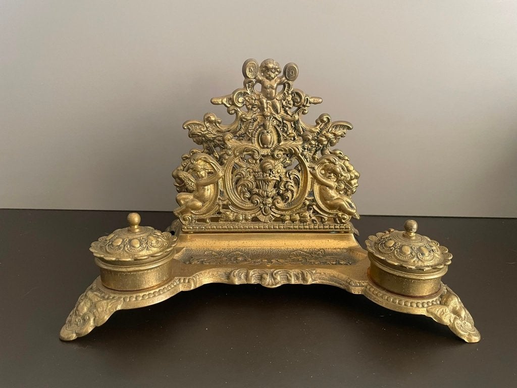 Set d'encres en laiton antique, Antiquités & Art, Antiquités | Bronze & Cuivre, Enlèvement