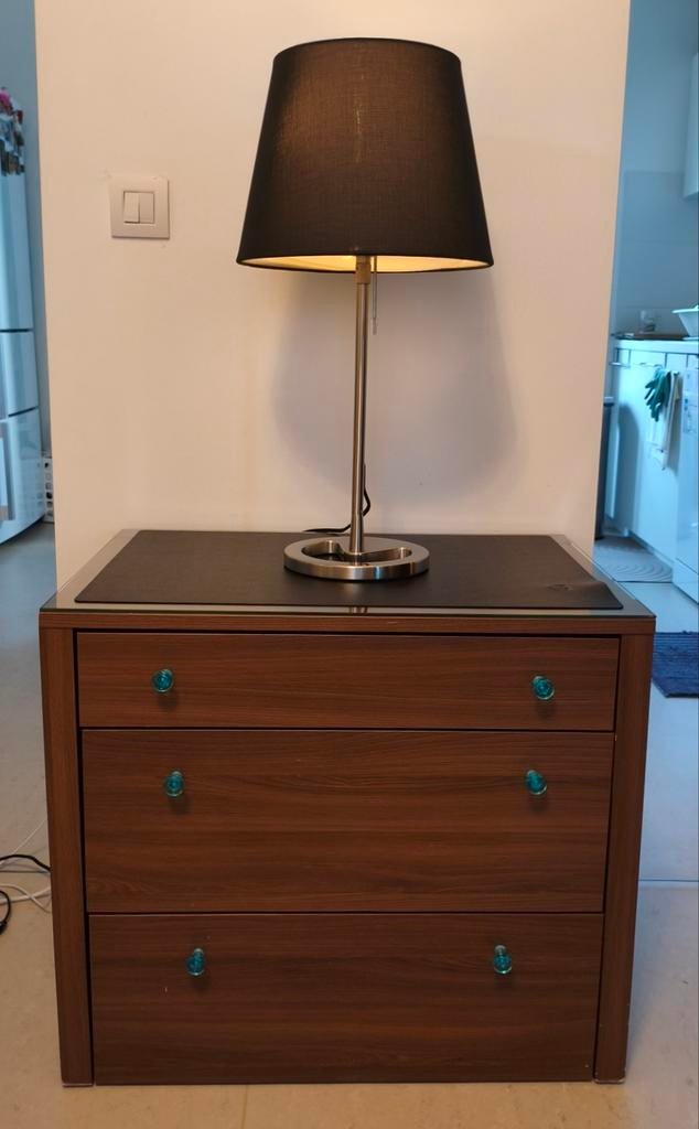Commode 3 tiroirs avec le dessus en verre Woluwe st Lambert, Maison & Meubles, Armoires | Commodes, Verre
