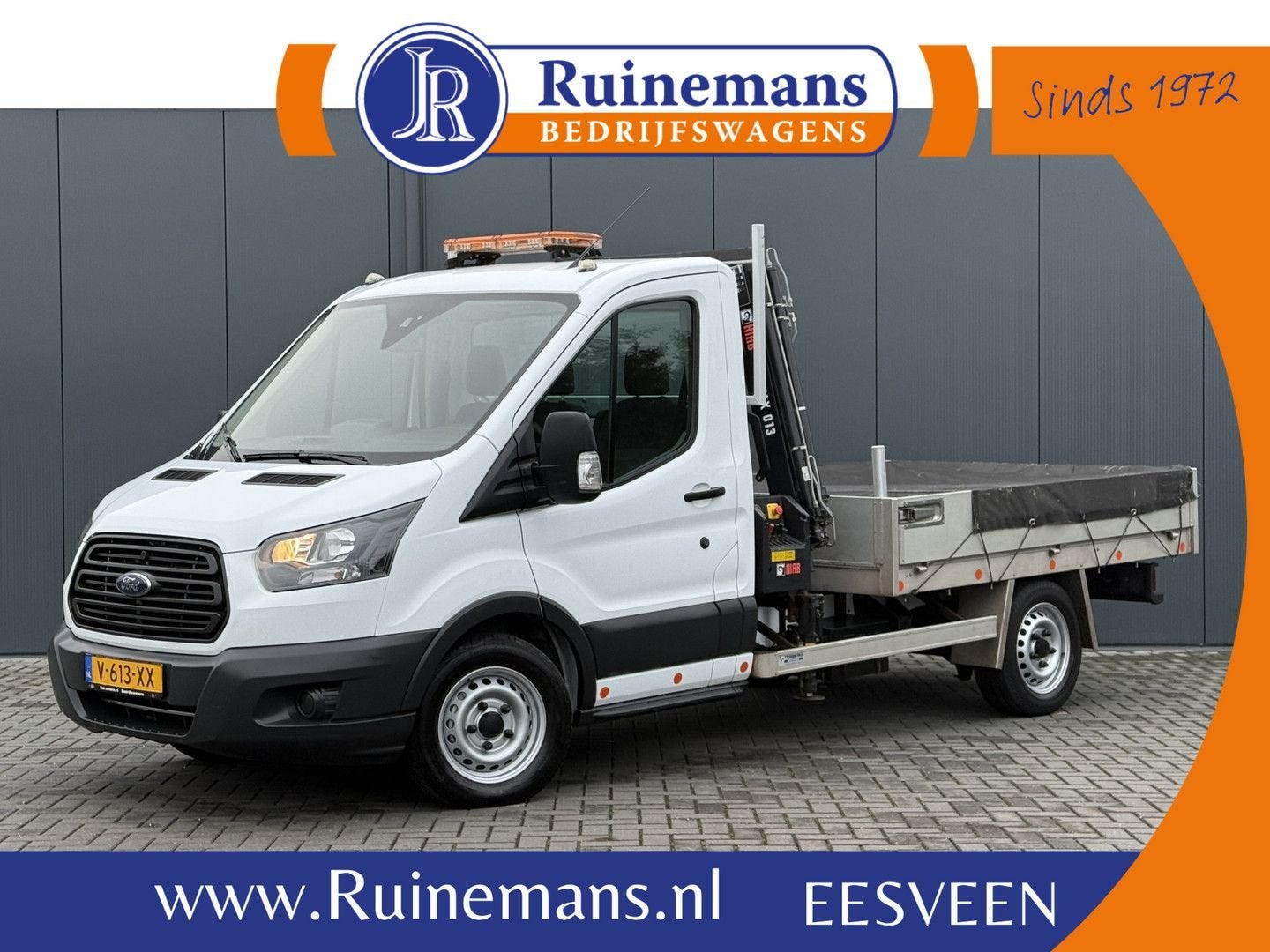 Ford Transit 2.0 TDCI EURO 6 / PICK UP / HIAB KRAAN T-CLX 01, Wit, Ford, Onderhoudsboekje, 179 g/km