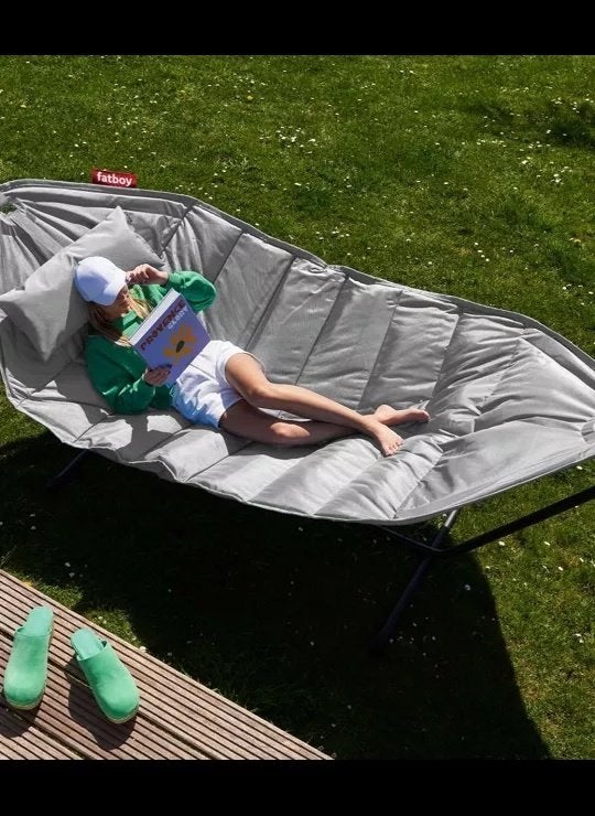 Fatboy Headdemock hangmat XXL met pillow en zak lichtgrijs, Jardin & Terrasse, Pliable, Comme neuf, Enlèvement, Multi-personne