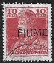 1 Postzegel Fiume 1918 Koning Karl IV met opdruk, Postzegels en Munten, Ophalen of Verzenden, Gestempeld