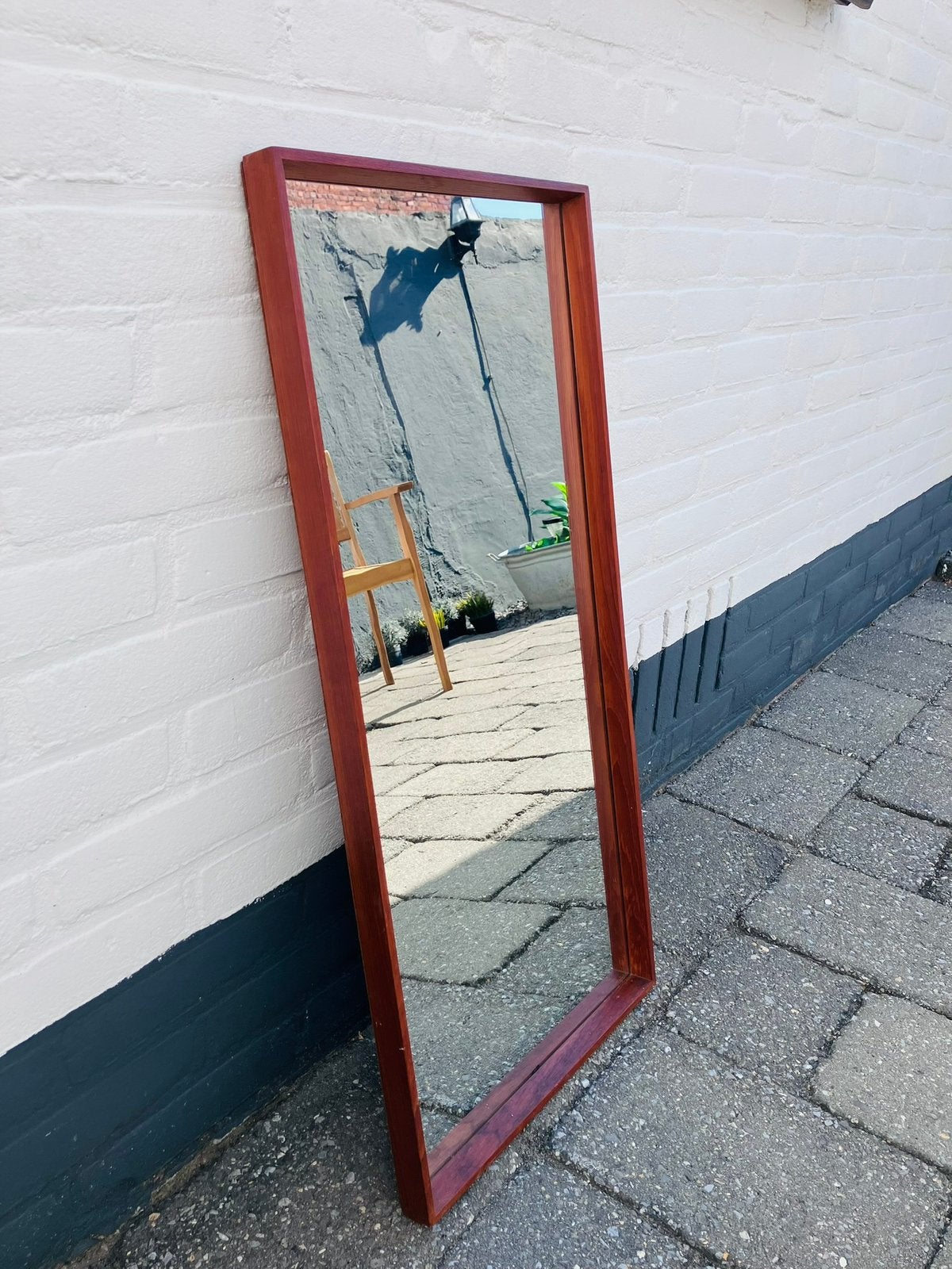 Mooie Vintage teakhouten spiegel, Huis en Inrichting, Ophalen, Minder dan 50 cm, Zo goed als nieuw, Minder dan 100 cm