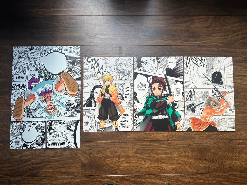 Lot de 4 cadres Anime — Demon Slayer & One Piece, Ophalen