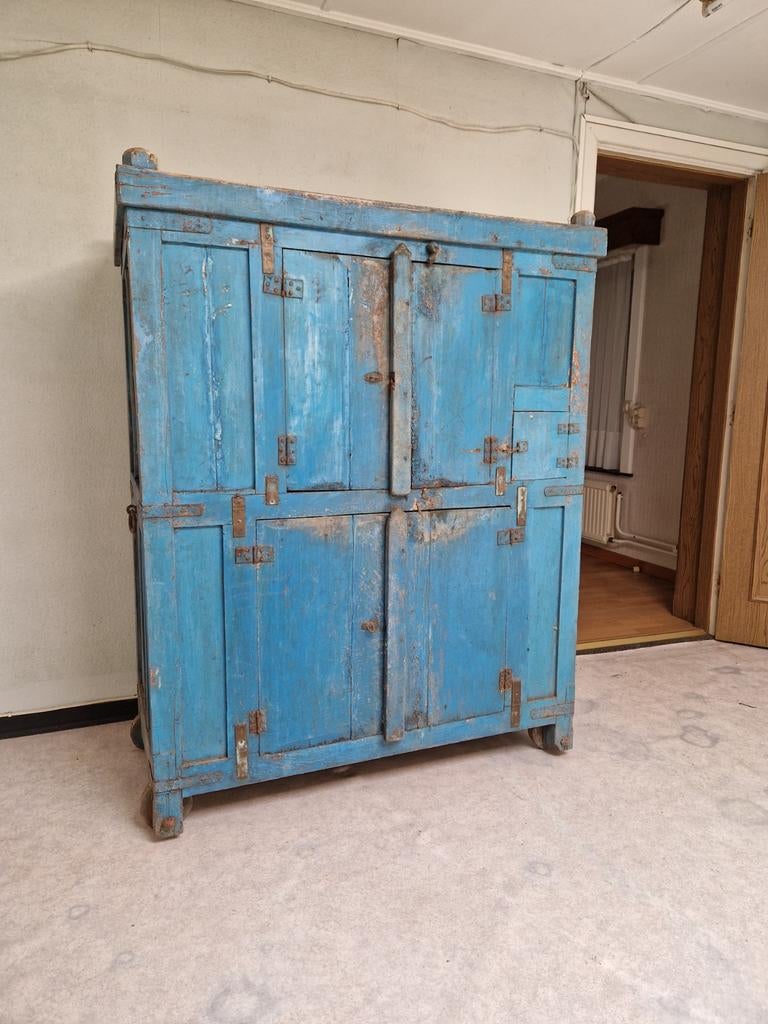 Antieke Indiase kast cobalt blauw, Antiek en Kunst, Ophalen