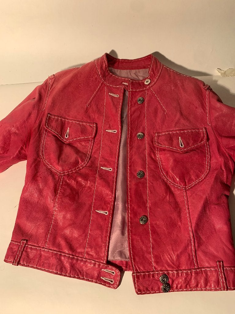 Fontani Made in Italy rode leren jas - maat IT 46, Ophalen of Verzenden, Gedragen, Rood, Maat 38/40 (M)