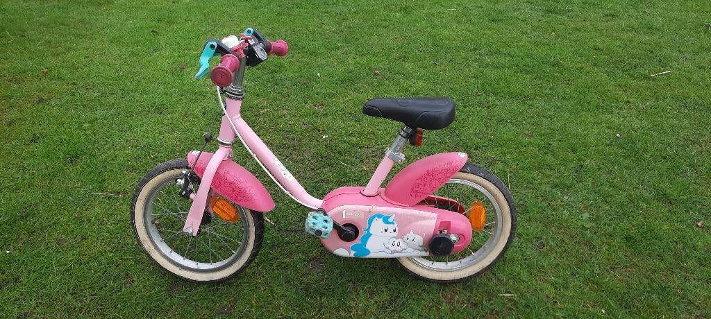 Roze meisjesfiets, Fietsen en Brommers, Ophalen, Gebruikt, Velgrem, 14 inch of minder