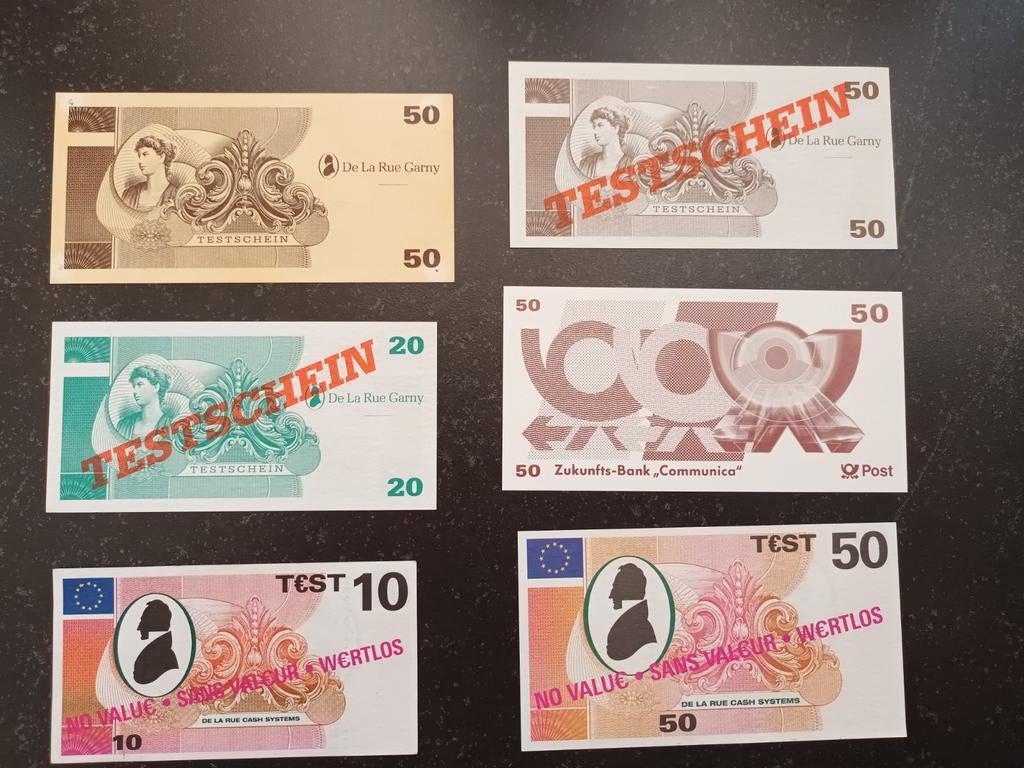 6 Testbiljetten 10 ,20,50 De La Rue Garny, Ophalen of Verzenden, Duitsland, Setje
