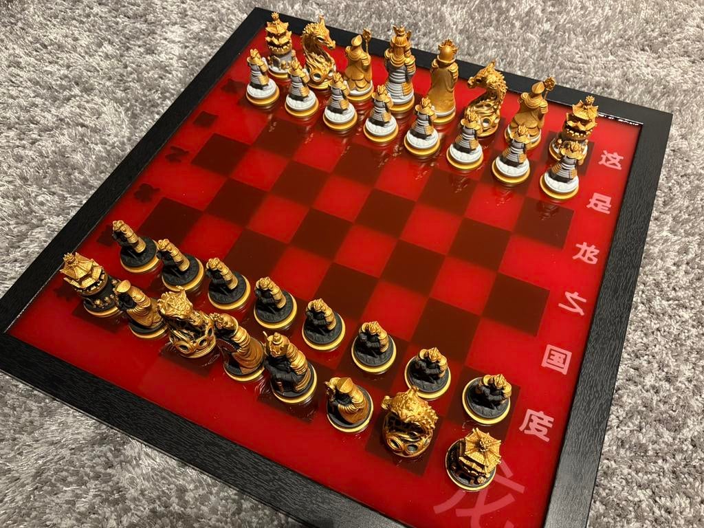 Uniek  Chinees schaakbord met hand geschilderde stukken, Games en Spelcomputers, Games | Overige, Ophalen, Overige genres, Vanaf 7 jaar