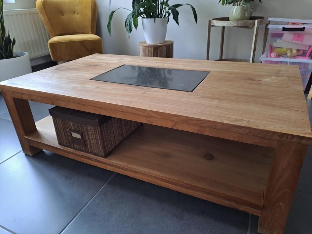 Houten salontafel, Ophalen, 100 tot 150 cm, Teakhout, 50 tot 100 cm