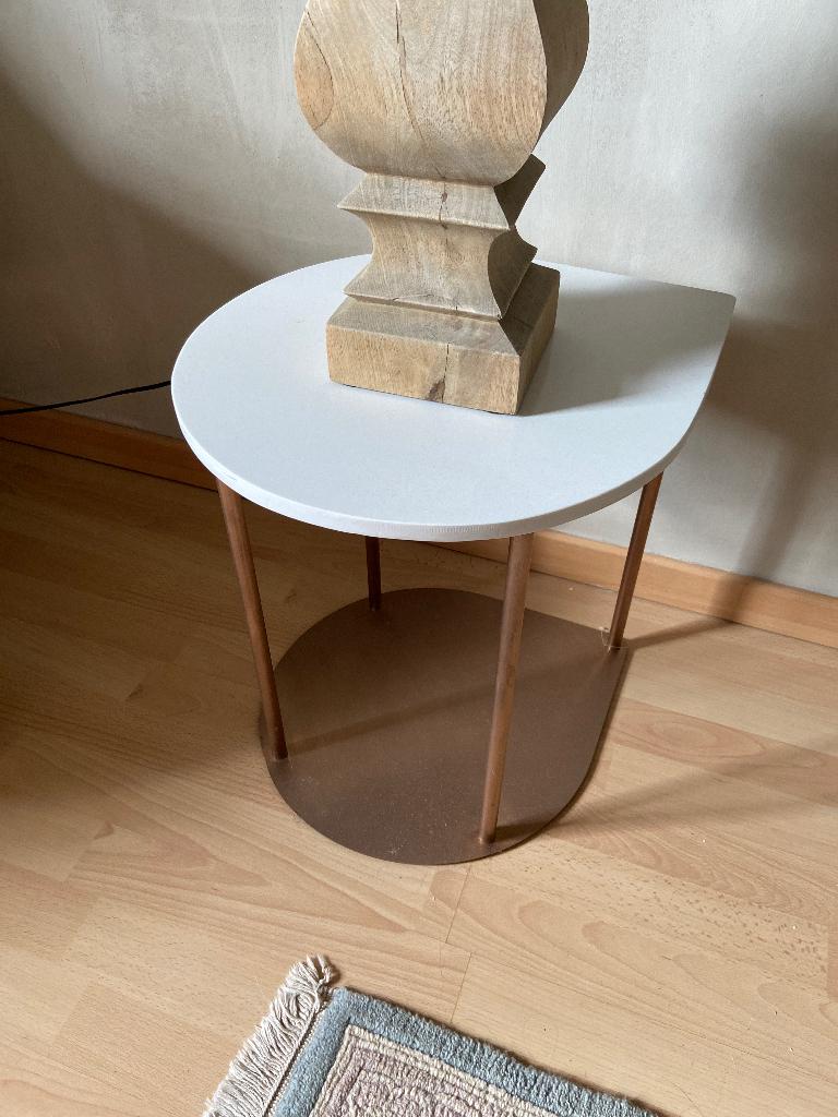 Bijzettafeltje wit marmer blad, 25 à 50 cm, Design, Comme neuf, Enlèvement