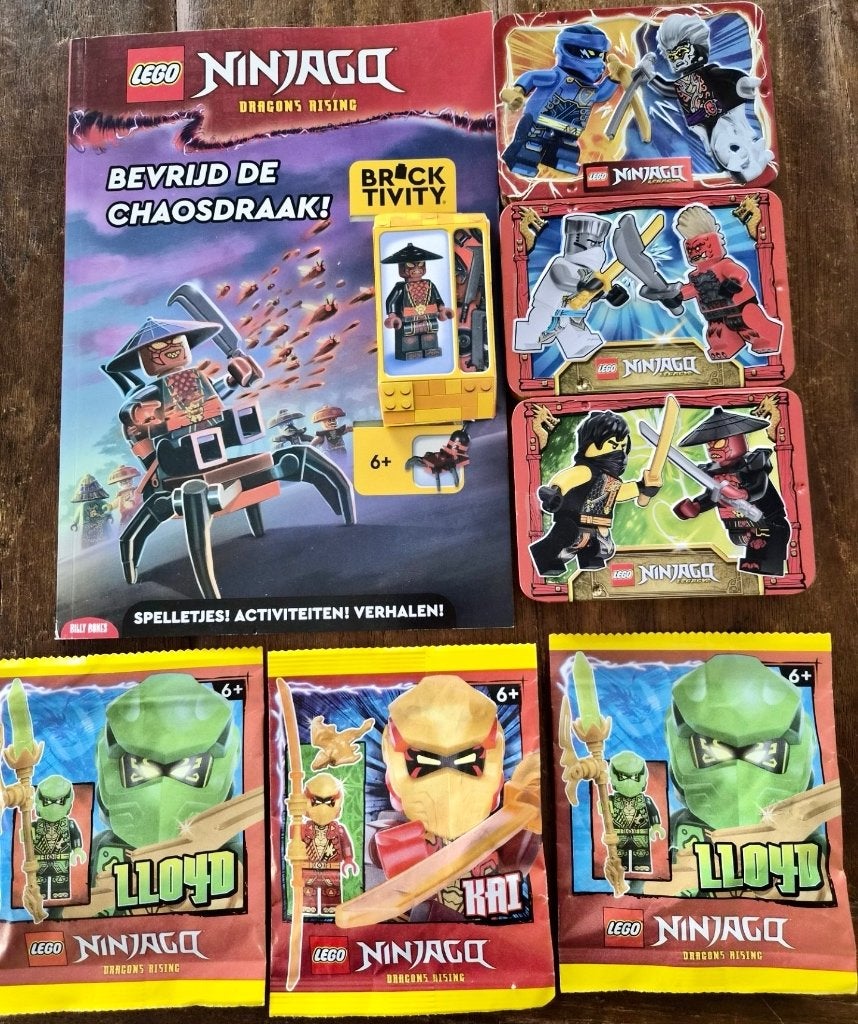 Lego Ninjago Boek, boxes en paperbags, Lego, Nieuw, Ophalen of Verzenden, Minifiguur