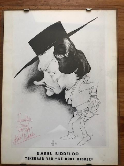 karikatuur KAREL BIDDELOO De Rode Ridder 26 x 34, Boeken, Ophalen
