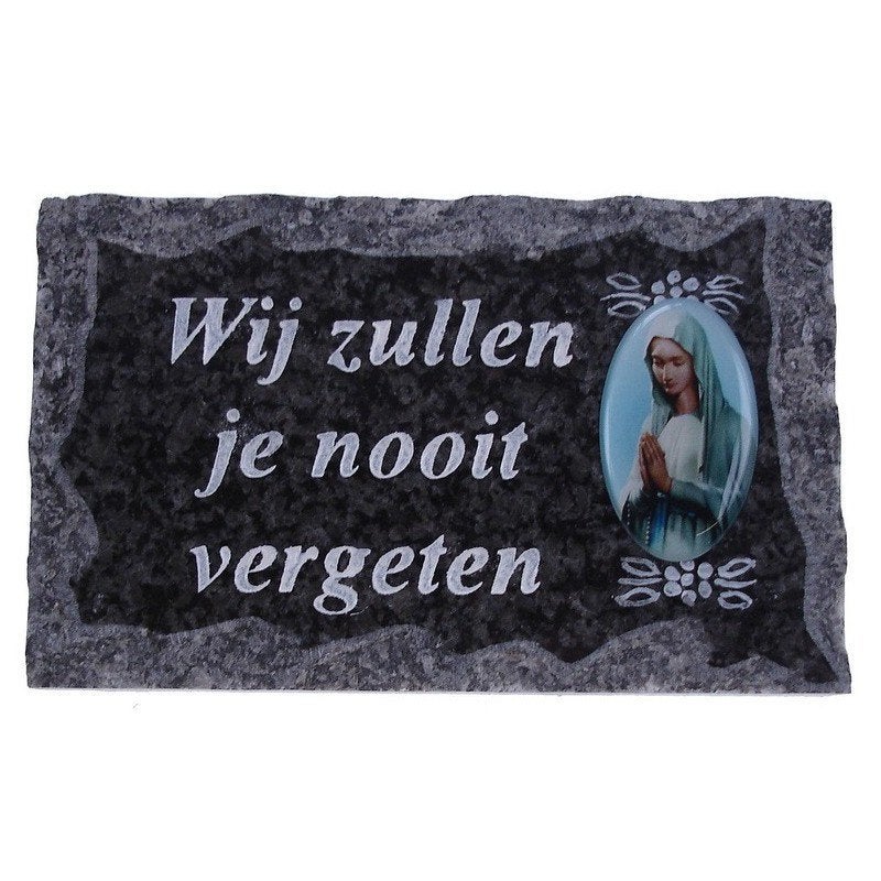 PLAQUE FUNÉRAIRE 9X14CM NOUS NE T'OUBLIERONS JAMAIS, Neuf, Décoration murale, Pierre/céramique, Enlèvement ou Envoi